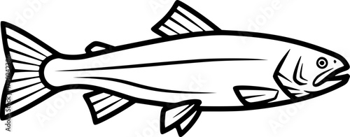 trout silhouette line art vector illustration with a white background
