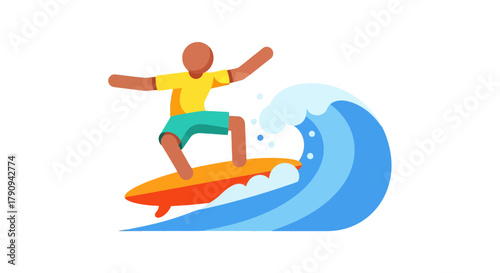 Thrilling Summer Adventure: Surfer Rides The Powerful Wave In The Deep Ocean