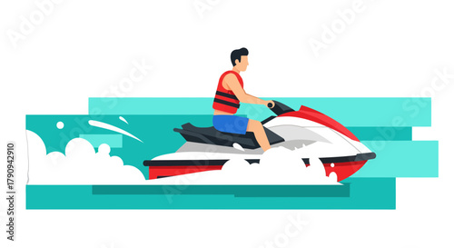 Thrilling Summer Watersport Adventure Depicting A Person Cruising On A Jetski