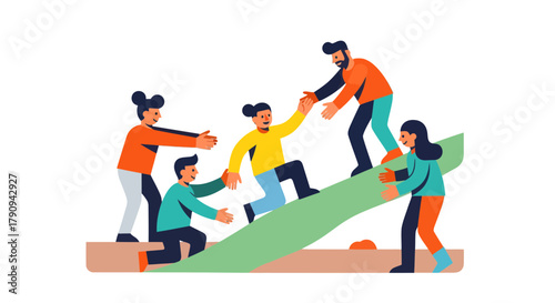 Teamwork And Support Demonstrated, Illustrating Collaboration And Human Connection, All Against