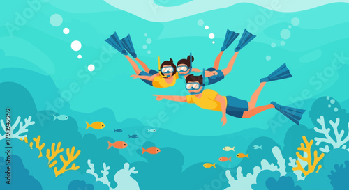 Thrilling Underwater Adventures: Snorkeling Explorers Glide Through Ocean Depths