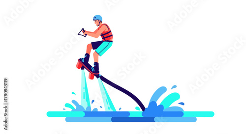 Thrilling Watersport: A Silhouette Of A Person Enjoying Flyboarding On The Water