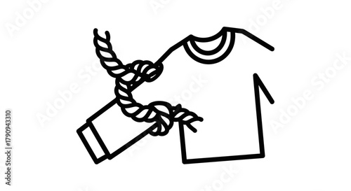 Tied Shirt Symbolizing Constraints, Limitations, and Restrictions in Black and White Artwork