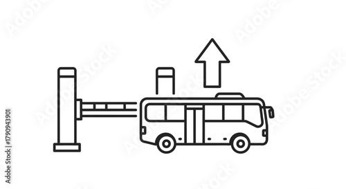 Transportation And Access Control Graphic Depicting Public Bus Transit And Route Guidance