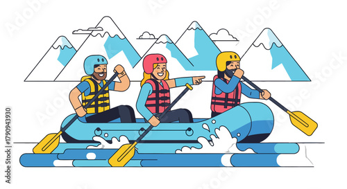 Thrilling Rafting Adventure: Whitewater Fun With Courageous Friends in Mountainous Terrain