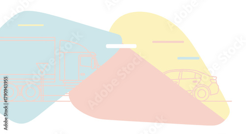 Transportation And Its Related Elements Depicted In Minimalistic Graphical Representation Style