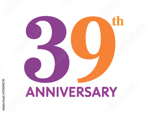 The number 39 in purple and orange, signifying a 39th anniversary celebration.