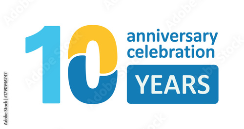 The number 10 represents the anniversary celebration for ten years of business achievements.