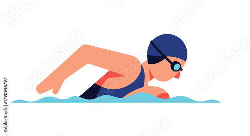 Swimming Illustration: Animated Depiction of a Swimmer Gliding Through Water With Movement