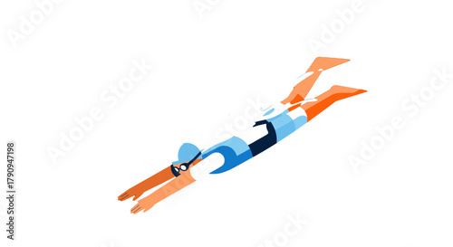 Swimming Sport, Dive Into The Water, Athlete With Graphic Arts in Motion