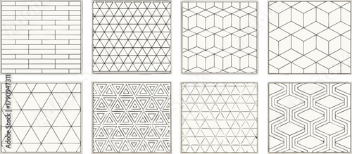 Architectural CAD Hatch Pattern Set, Vector Collection of Abstract Line Textures, Mosaic, Brick, Tile, and Stone Patterns for Architecture, Interior, and Landscape Design Plans