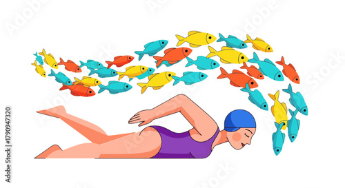 Swimming With A School Of Fish With A Black Background Is A Great Design