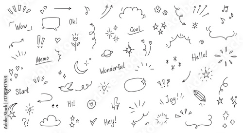 Icon cute background line flower element hand heart pattern star drawn. Background icon cute cloud vector sticker crayon cartoon child children arrow sketch summer school shape chalk text set graphic.