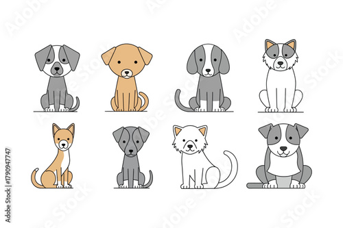  cute funny vector dog set illustration 