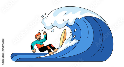 Surfer Fails While Confronting a Monumental Wave with a Graphic Novel Aesthetic