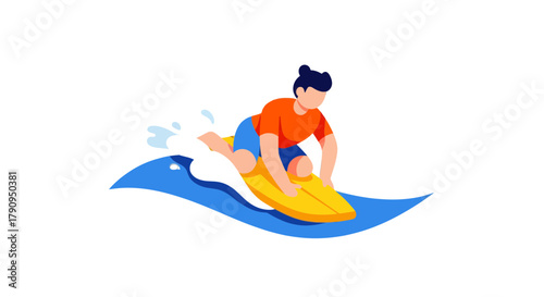 Surfer On Water Creates Excitement And Thrills In This Colorful Sport Illustration