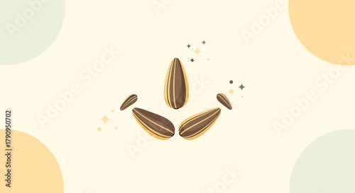 Sunflower Seeds Illustration: Artistic Depiction of Edible Seed on Bright Background