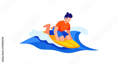 Surfer Riding Wave: A Vibrant Illustration of Watersports and Summertime Action