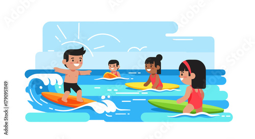 Surfing Adventures With Joyful People Having Fun And Creating Memories Together