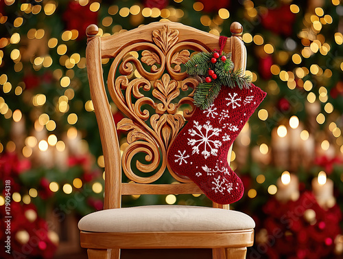 chair with a Christmas stoc...