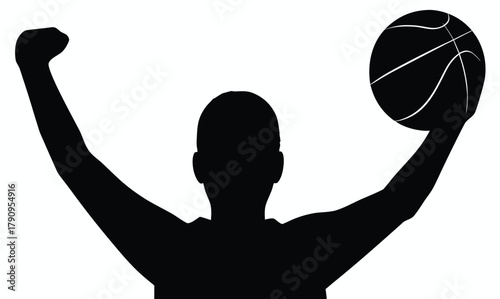 Dynamic Basketball Player Silhouette Holding Ball – Sports Action Pose for Logos, Posters, Training, Fitness, and Team Inspiration