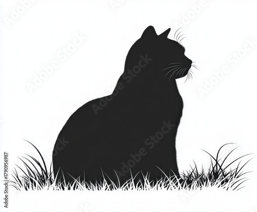 black cat silhouette , blac...