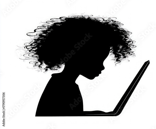 silhouette person computer ...