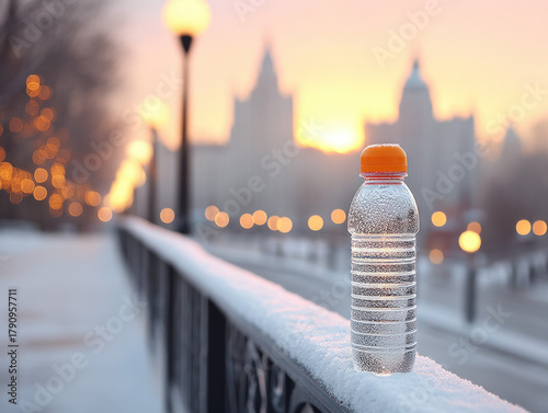 Snow bottle with frozen water