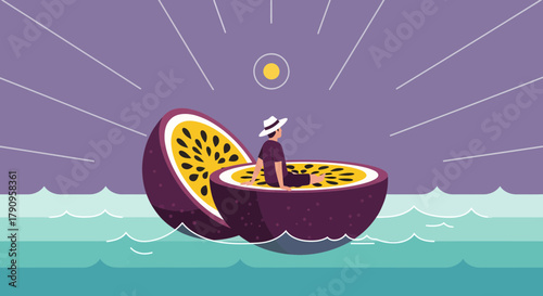 Summer Relaxation And Tropical Paradise: Floating In A Passion Fruit Dreamscape