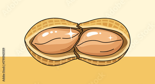 Shiny Peanut In Its Shell With Brownish Tones And Bright Highlights, Perfect For Design