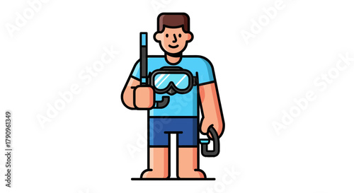 Snorkeler Illustration Ready to Dive Exploring Underwater World Adventure Concept