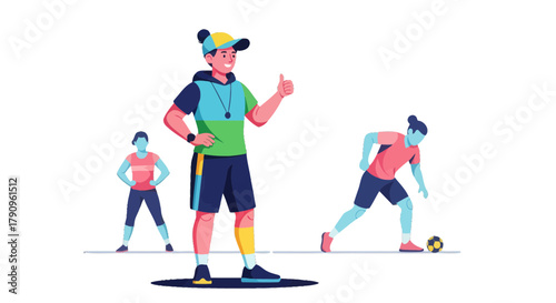 Soccer Coaching and Training Illustration: A Vibrant Depiction of Team Dynamics