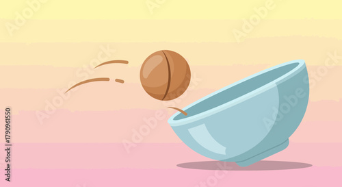 Sphere Rolling Into Bowl: A Playful Animated Illustration of Movement and Precision