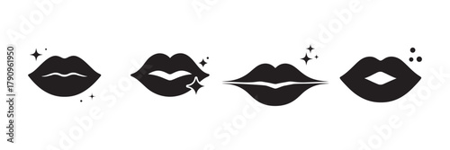 women lip. Lips Vector Icon. lipstick kiss print. Lips patches collection. Vector illustration on white background