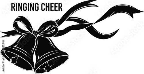 Illustration of ringing cheer with bells and ribbons for Christmas and holiday season celebration