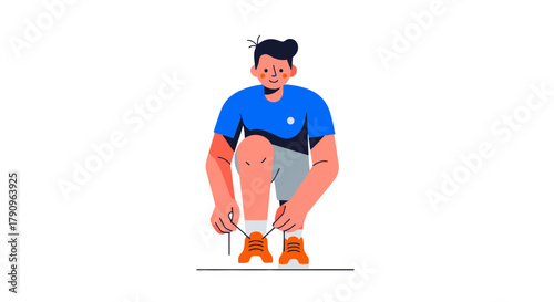 Runner Preparing For His Workout, Tying Shoelaces, Fitness and Healthy Lifestyle