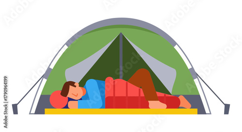 Resting Camper Inside Tent Silhouette Vector Illustration For Outdoor Adventures
