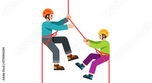 Scaling Training: Illustration Depicting Two Individuals Engaged In Climbing Activity