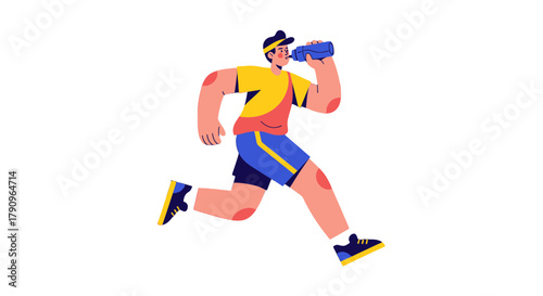 Runner Drinking Water During a Marathon In Abstract Style On Black Background