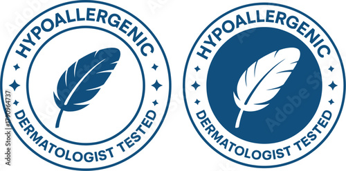 Hypoallergenic and Dermatologist Tested Product Label Seals with Feather Icon for Sensitive Skin, Cosmetics, and Allergy-Safe Commercial Packaging