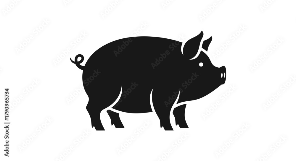 Fototapeta premium Pig Silhouette: An elegant illustration showcases a sleek silhouette of a pig, highlighting its distinct features with simplicity and style.