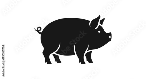 Pig Silhouette: An elegant illustration showcases a sleek silhouette of a pig, highlighting its distinct features with simplicity and style.