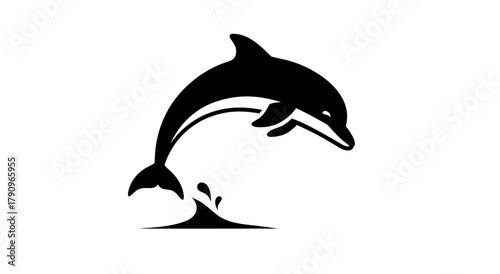 Dolphin silhouette: A striking monochrome silhouette of a dolphin leaping from the water, capturing the essence of the ocean's grace and agility. 