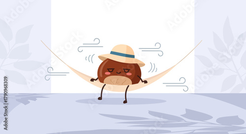 Relaxing Chestnut Cartoon Resting On a Hammock Enjoying Breeze And Sunny Times