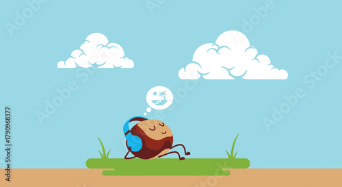 Relaxing Chestnut Listening To Music With a Dreamy Tropical Island Vacation