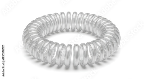 Flexible transparent spiral hair tie, a modern beauty accessory for sleek hairstyles.