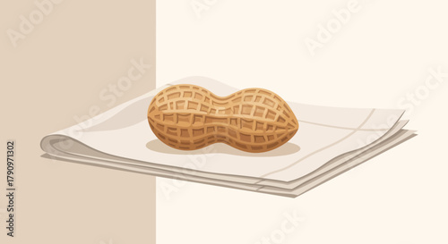 Realistic Peanut Resting Elegantly atop a Stack of Pristine, Wrinkle-Free Paper