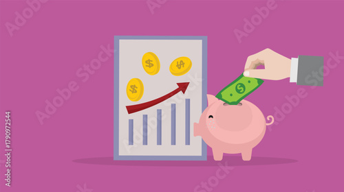 financial growth and investment strategies featuring a piggy bank