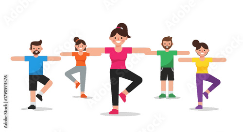 People Doing Yoga Poses On A Black Background For Health And Fitness