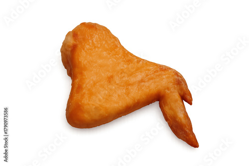 Cooked chicken wing, golden brown and juicy, ready to eat as an appetizer, isolated with a transparent background